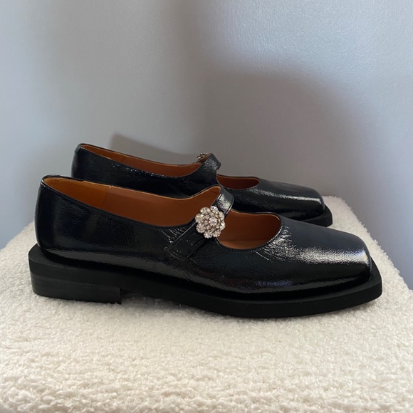 GANNI Black Patent Leather Mary Jane Flats – Size EU 41 – New Without Box - Picture 2 of 4